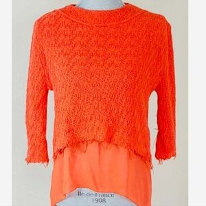 Zara Knit sweater Orange Cropped with Sheer under